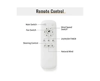 38-inch Modern White 3-Blade without Light Ceiling Fan with Six Speed Remote Control and Timing Function for Indoor