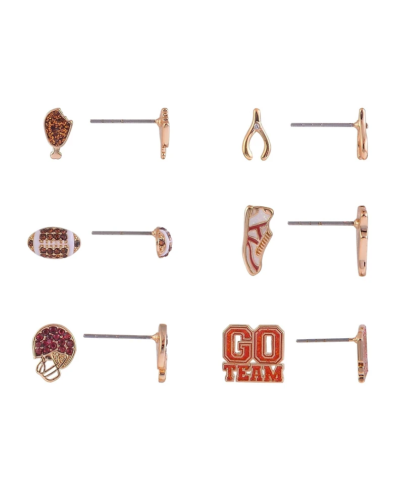 Hallmark Football Themed 6pk Stud Earring Set