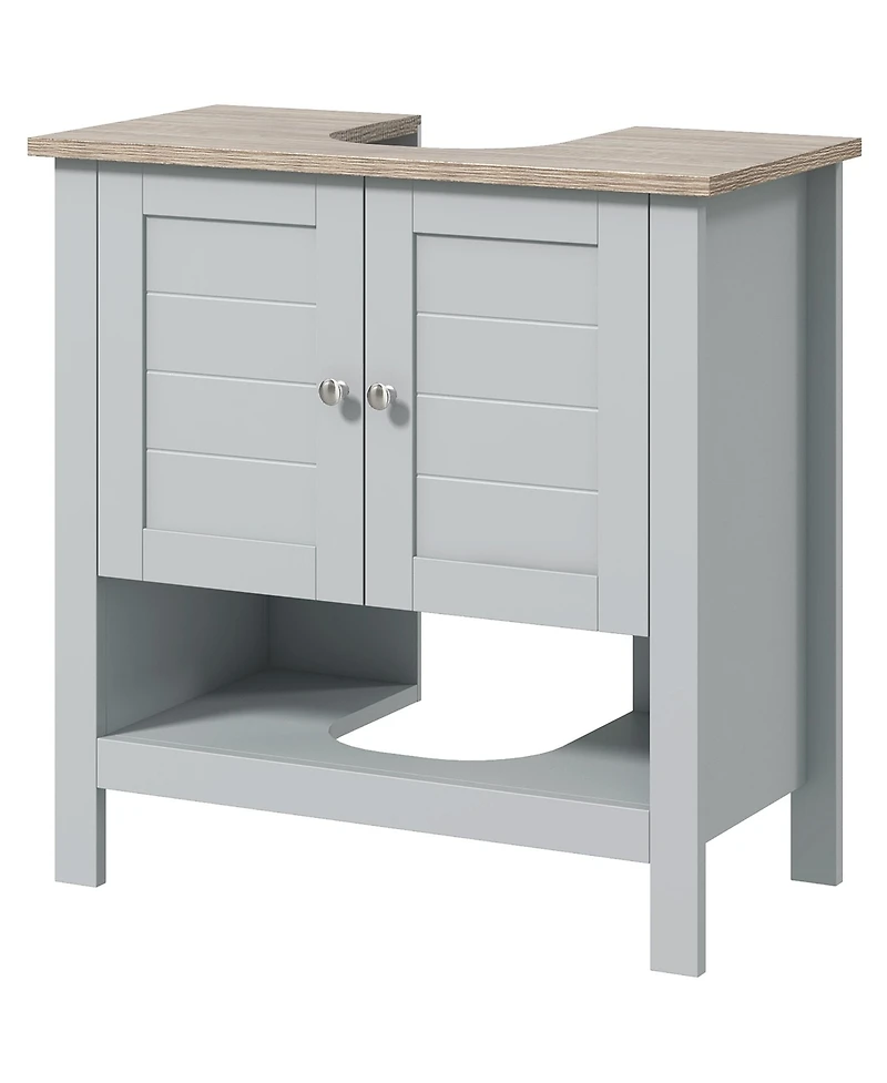 Airsurfer Bathroom Storage Cabinet Under Sink Cabinet Bathroom Vanity Cabinet with Adjustable Shelf and Open Bottom Shelf Gray