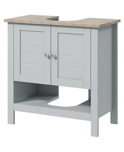 Airsurfer Bathroom Storage Cabinet Under Sink Cabinet Bathroom Vanity Cabinet with Adjustable Shelf and Open Bottom Shelf Gray