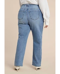 Eloquii Women's Diamond Sparkle Straight Leg Jean