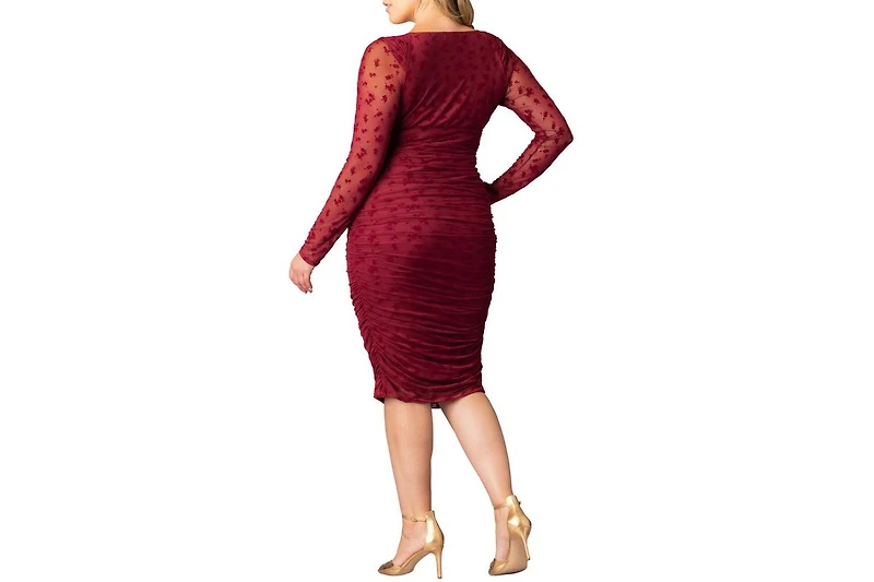 Kiyonna Plus Betsey Ruched Body-Con Midi Dress