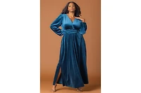 Kiyonna Plus Vivienne Long Sleeve Velvet Evening Gown with Pockets