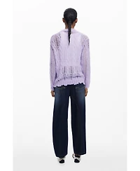 Desigual Women's Cable-knit sweater with distressed details