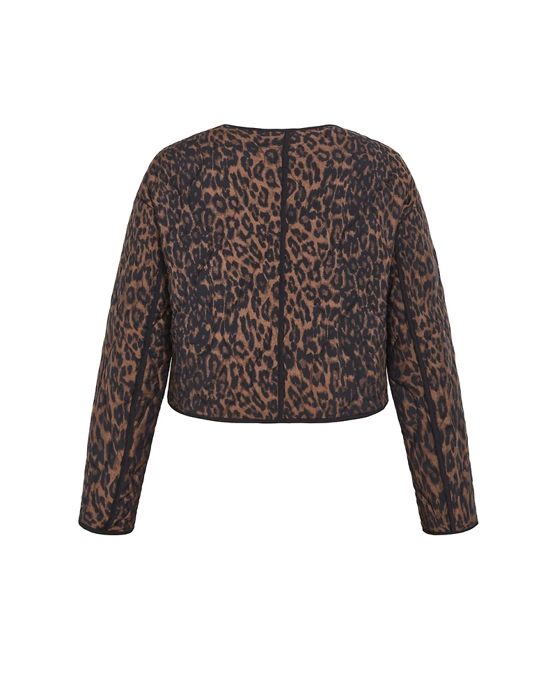 City Chic Women's Quilted Animal Print Jacket