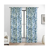 Habitat Jacobean Garden Jacobean Print Design Light Filtering Dual Header Curtain Panel 52" x 95" Blue