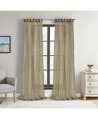 Habitat 100% Polyester Paloma Sheer Broomstick Crushed Solid Dual Header Curtain Panel 52" x 84" Khaki