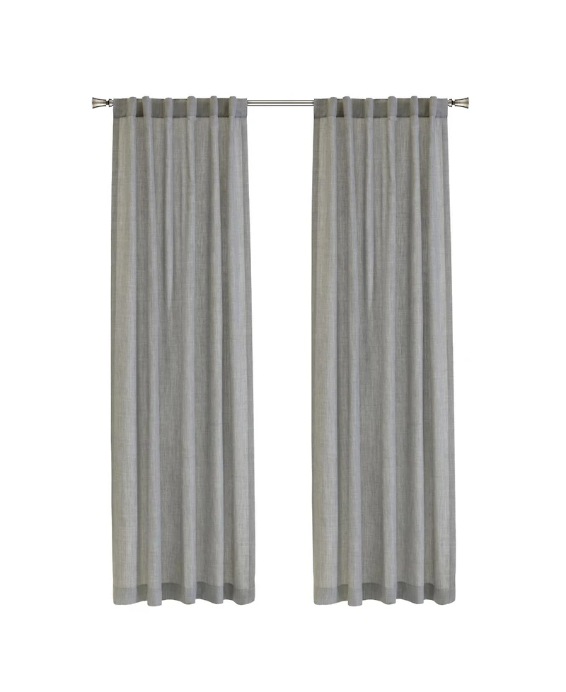 Habitat 100% Polyester Johnstown Light Filtering Faux Linen Textured Dual Header Curtain Panel 52" x 108" Silver