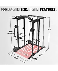 Mikolo Power Cage with Cable Crossover & Lat Pulldown System, 1500LB Home Gym Rack (Red)