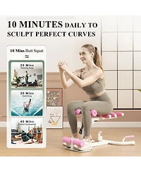Squat Machine, Deep Squat Machine for Women - Adjustable Glute Trainer with Resistance Bands, Pink