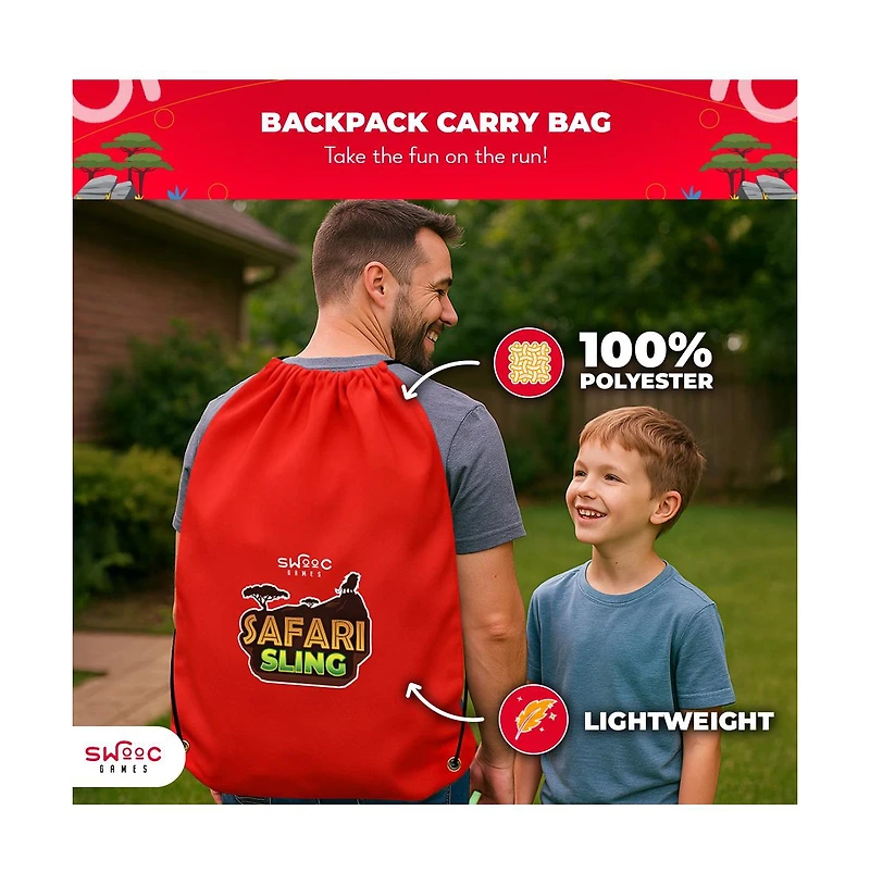 Safari Sling | 2-in-1 Bean Bag Toss Game for Kids | 5-Second Setup Kids Cornhole Game Set | Outdoor Toddler Activities