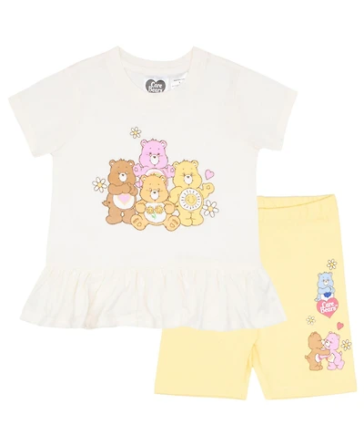 Care Bears Little Girls 2 Piece Ruffle hem T-Shirt and Shorts Set