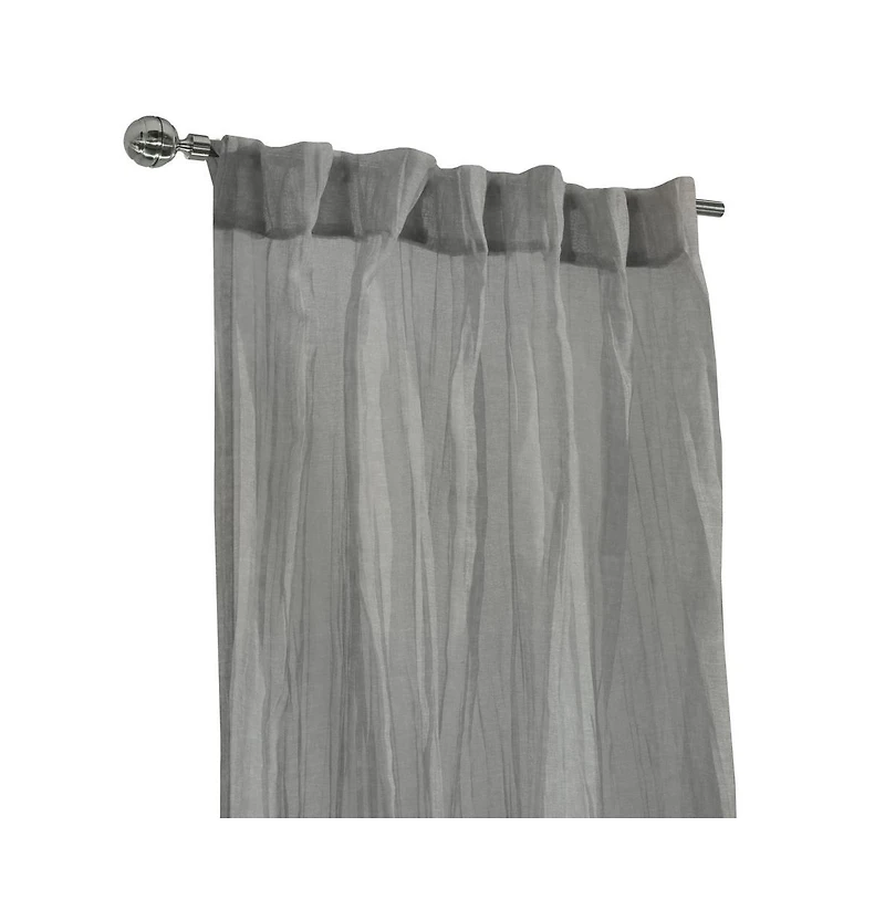 Habitat Paloma Sheer Dual Header Stylish and Functional Curtain Panel 52" x 108" Grey