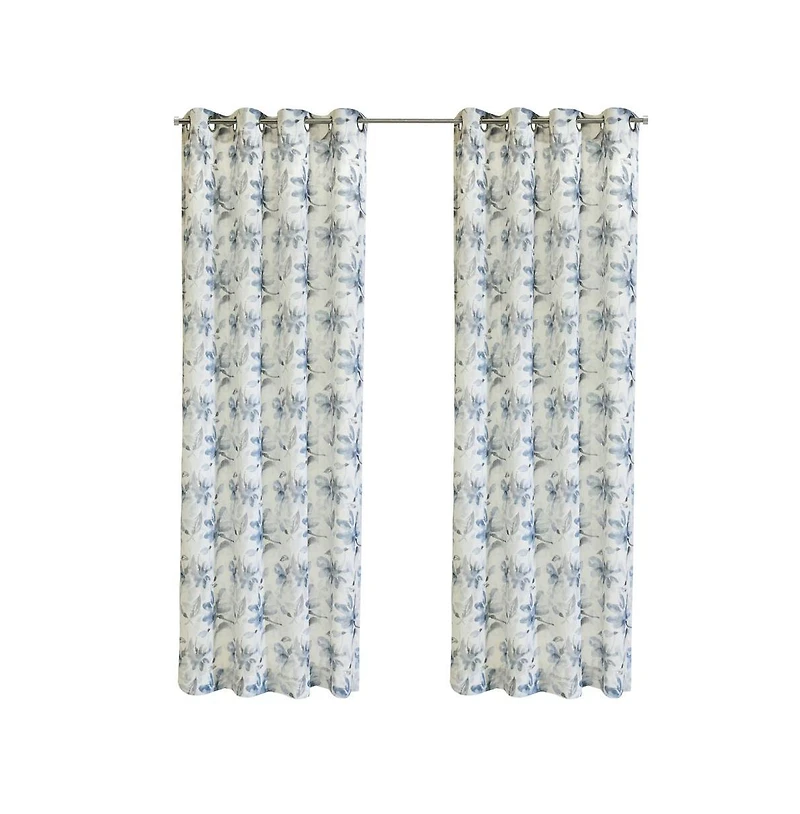 Habitat Florence Sheer Grommet Subtle Watercolor Floral Design Curtain Panel for Livingroom Bedroom 52" x 108" Multicolor