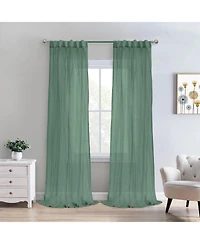 Habitat 100% Polyester Paloma Sheer Broomstick Crushed Solid Dual Header Curtain Panel 52" x 108" Sage