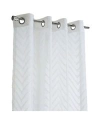 Habitat 100% Polyester Regina Sheer Chevron Delightful Textured Grommet Curtain Panel 52" x 63" White