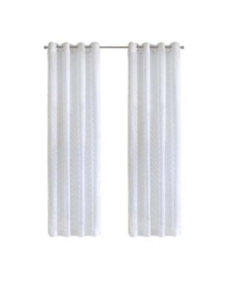 Habitat 100 Polyester Regina Sheer Chevron Delightful Textured Grommet Curtain Panel 52 X22 X 84 X22 White