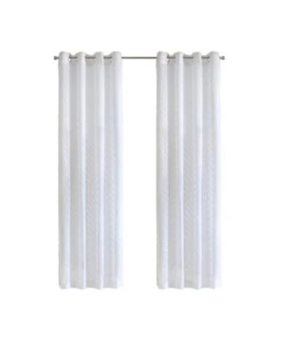 Habitat 100 Polyester Regina Sheer Chevron Delightful Textured Grommet Curtain Panel 52 X22 X 84 X22 White