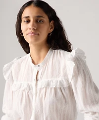 Levi's Women's Gianna Long Sleeve Ruffle Trim Blouse