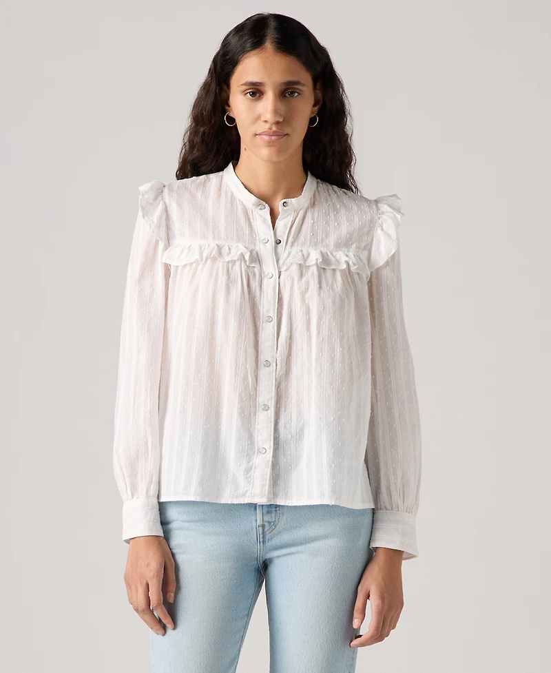 Levi's Women's Gianna Long Sleeve Ruffle Trim Blouse