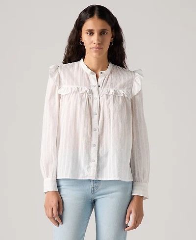 Levi's Women's Gianna Long Sleeve Ruffle Trim Blouse