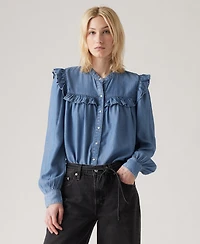 Levi's Women's Gianna Long Sleeve Ruffle Trim Blouse
