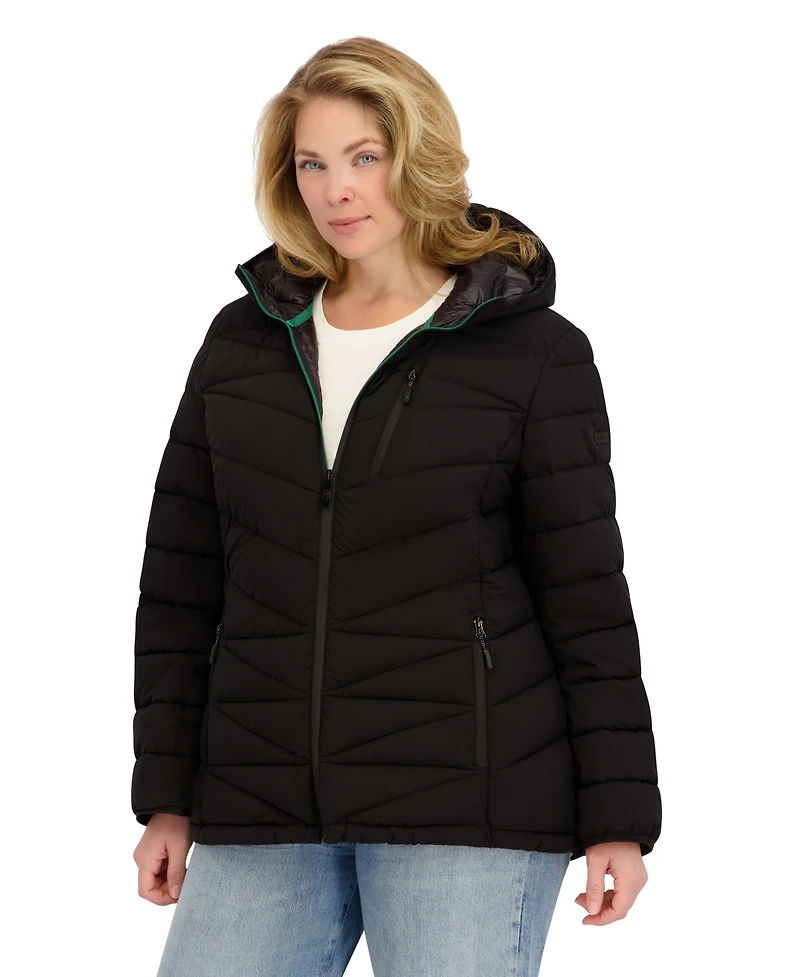 Nautica Plus Zip Front Short Packable Coat