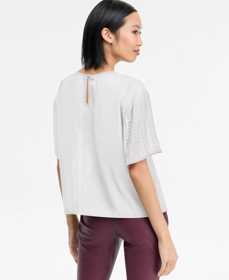 I.n.c. International Concepts Women's Embellished Short-Sleeve Top, Macy's Exclusive