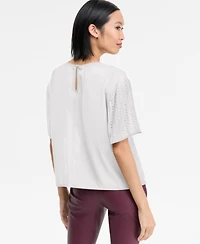 I.n.c. International Concepts Women's Embellished Short-Sleeve Top, Macy's Exclusive