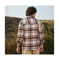 Campus Sutra Men's Saltbox Beige & Pecan Brown Tartan Utility Shacket
