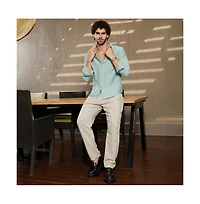 Campus Sutra Men's Sage Green Breezy Wrinked Relaxed Shirt