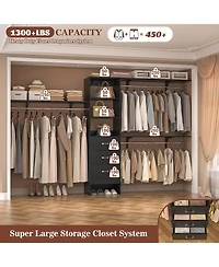 120'' Heavy Duty Closet Organizer System with 3 Wooden Drawers, 10FT Walk-in Shelving Towers