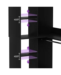 Aheaplus Freestanding Corner Closet System, 36'' Organizer System with 8 Shelves & 2 Hanging Rods for Closet/Bedroom