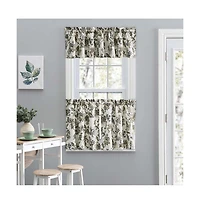 Ellis Curtain Madison Floral Design Printed Natural Ground 1.5" Rod Pocket Tailored Valance 58" x 15" Blue
