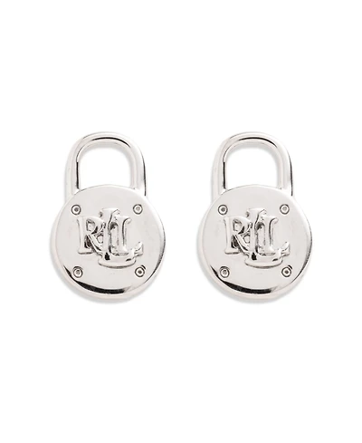 Lauren Ralph Lauren Silver-Tone Logo Padlock Stud Earrings