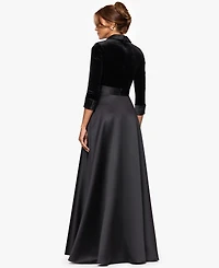 Xscape Women's Bow Detail Collar Maxi Gown