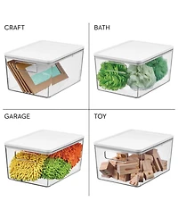 iDesign Pantry Bin with Removable Lid for Kitchen, Set of 6, Clear/White