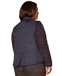 Democracy Plus Stand Collar Quilted Vest Zip Jacket