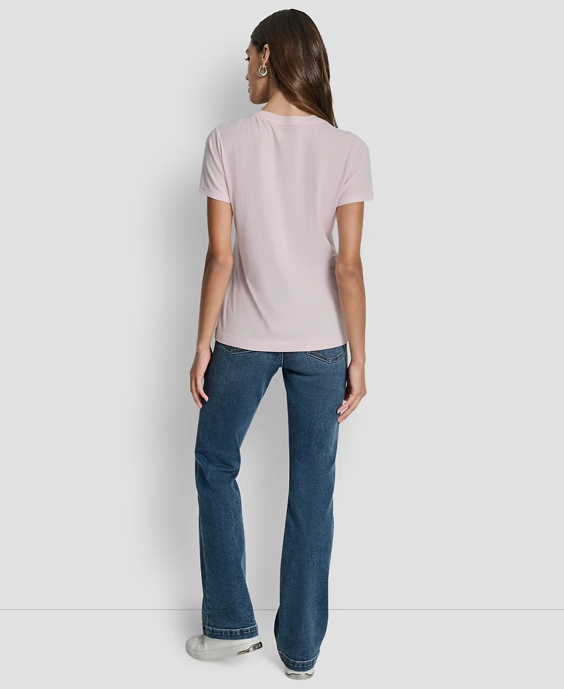 Dkny Jeans Women's Embellished Logo Detail Crewneck T-Shirt