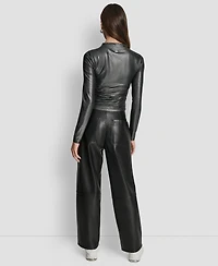 Dkny Jeans Women's Ruched Detail Long-Sleeve Top