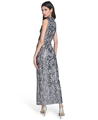 Vince Camuto Petite Cowl Neck Sequin Lace Dress