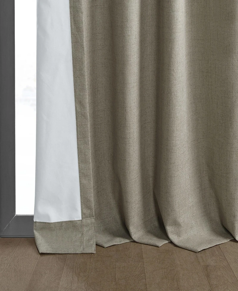 Half Price Drapes Warm Taupe Thermal Cross Linen Weave Blackout Curtain