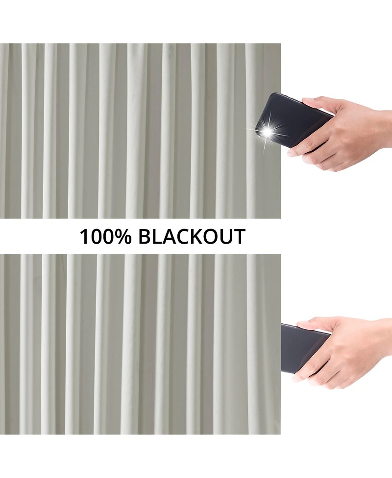 Half Price Drapes Off White Extra Wide Performance Linen Hotel Blackout Curtain