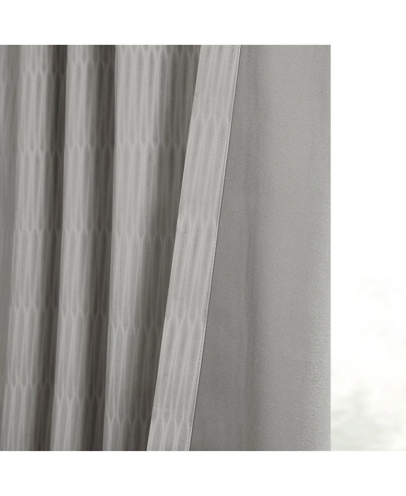 Half Price Drapes Pewter Abstract Lounge Embossed Velvet Room Darkening Curtain