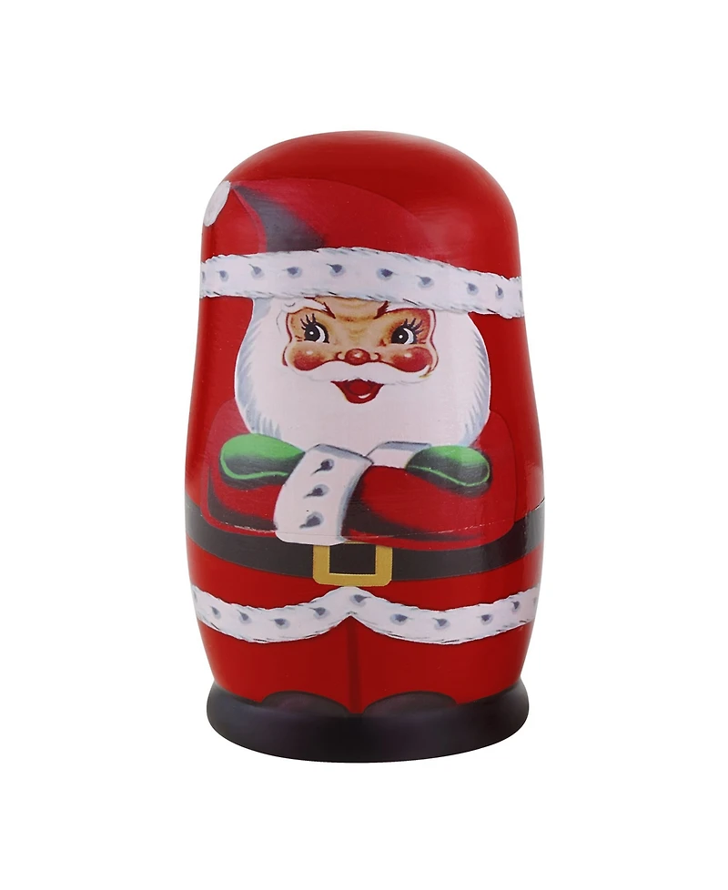 Mr. Christmas Santa and North Pole Pals Nesting Wooden Christmas Figurines, Set of 5