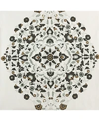 Half Price Drapes Kerala Cocoa Emblem Printed Cotton Room Darkening Curtain