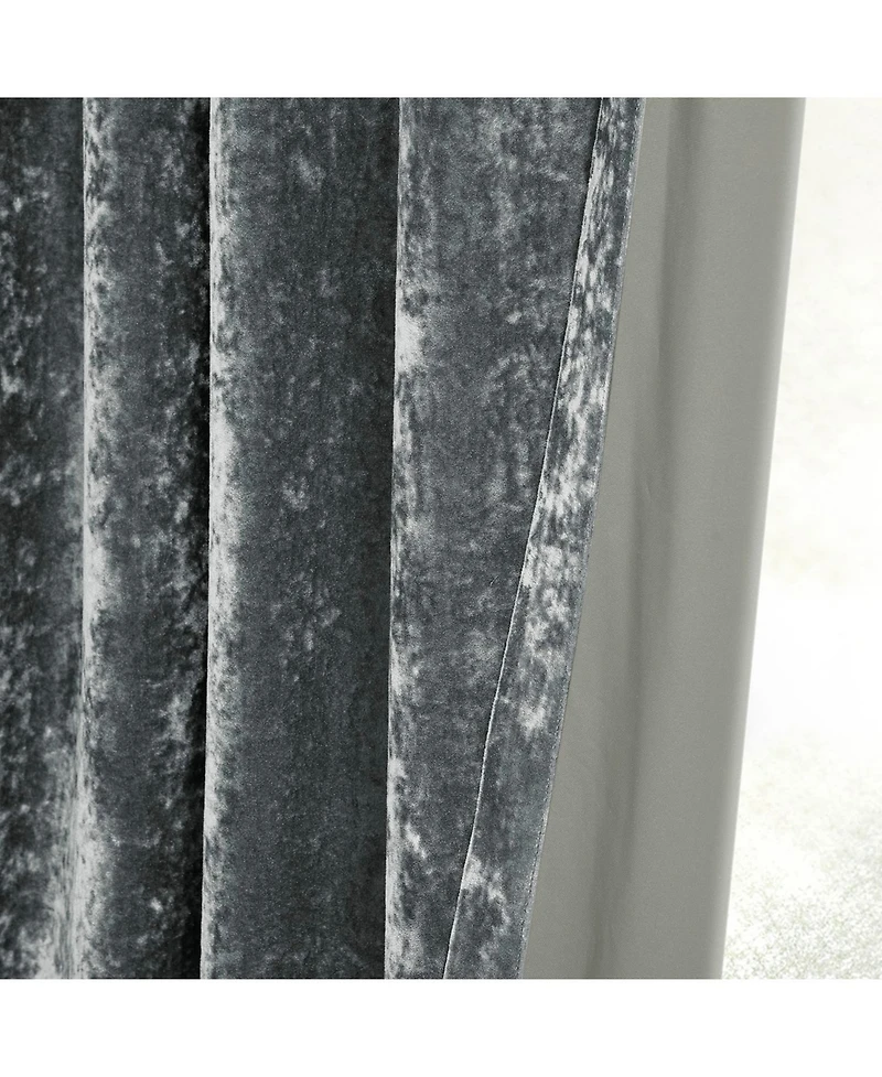 Half Price Drapes Stone Grey Lush Crush Velvet Room Darkening Curtain