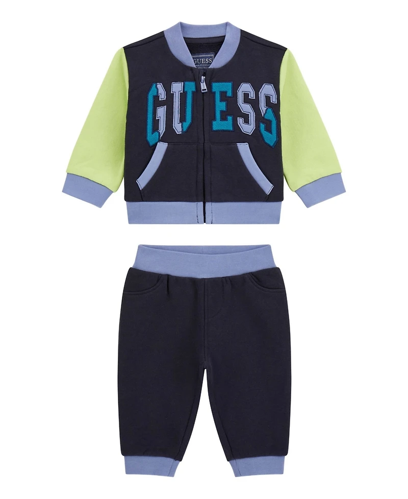 Guess Baby Boys Long-Sleeve Active Zip-Up Sweatshirt and Pant Set