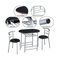Modern Metal Dining Set for 2 with 1 Table & Chairs Drift Brown