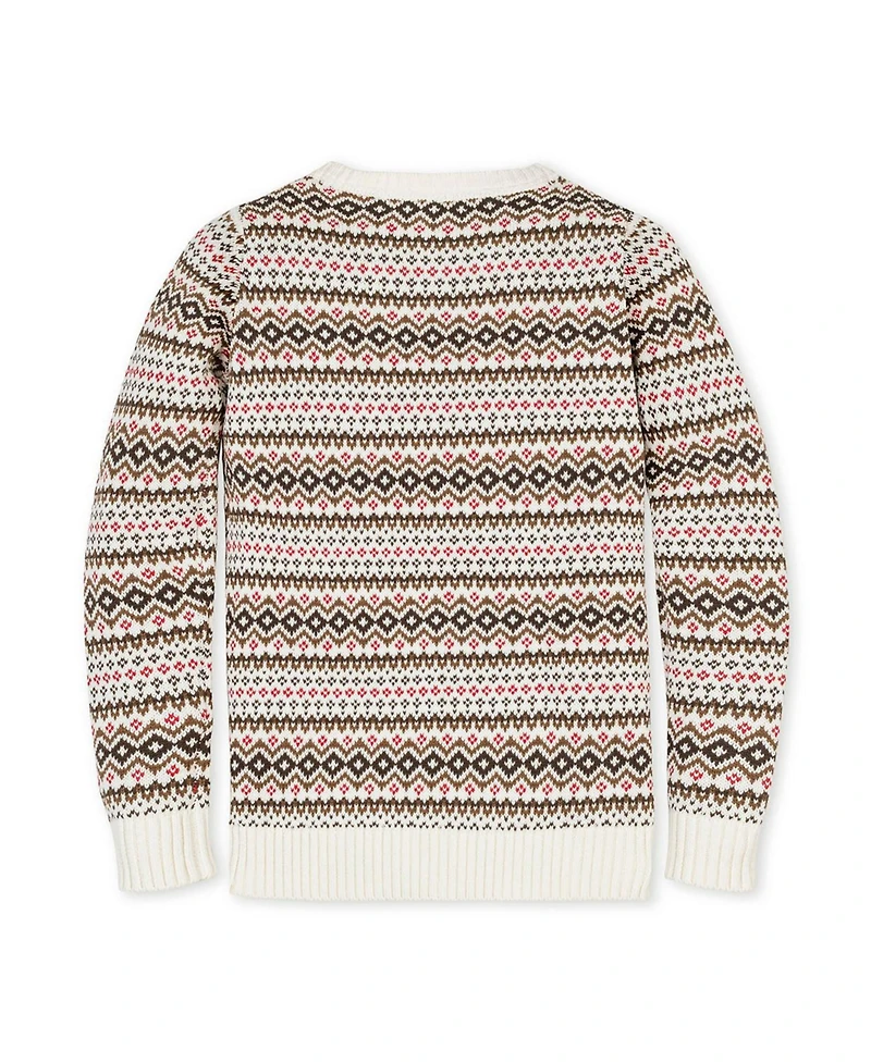 Hope & Henry Little and Big Boys' Organic Long Sleeve Intarsia Crew Neck Pullover Sweater